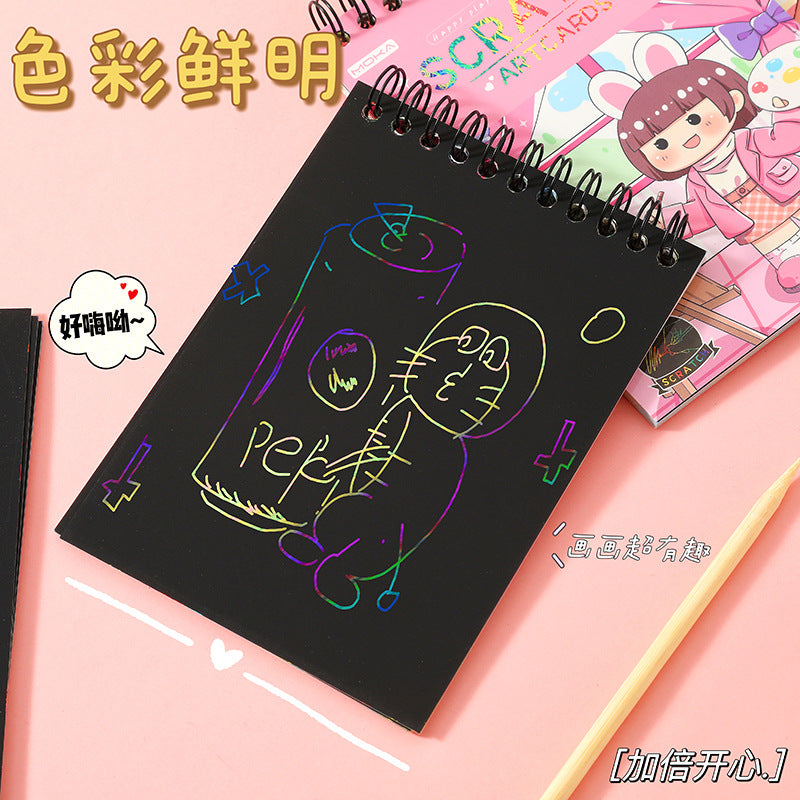 MOKA创意儿童DIY刮刮本儿童刮画本幼儿园美术刮刮纸趣味涂鸦画纸MOKA Creative Kids' DIY Scratch-Art Book: Children's Scratch-Art Book, Preschool Art Scratch Paper, Fun Doodle Paper