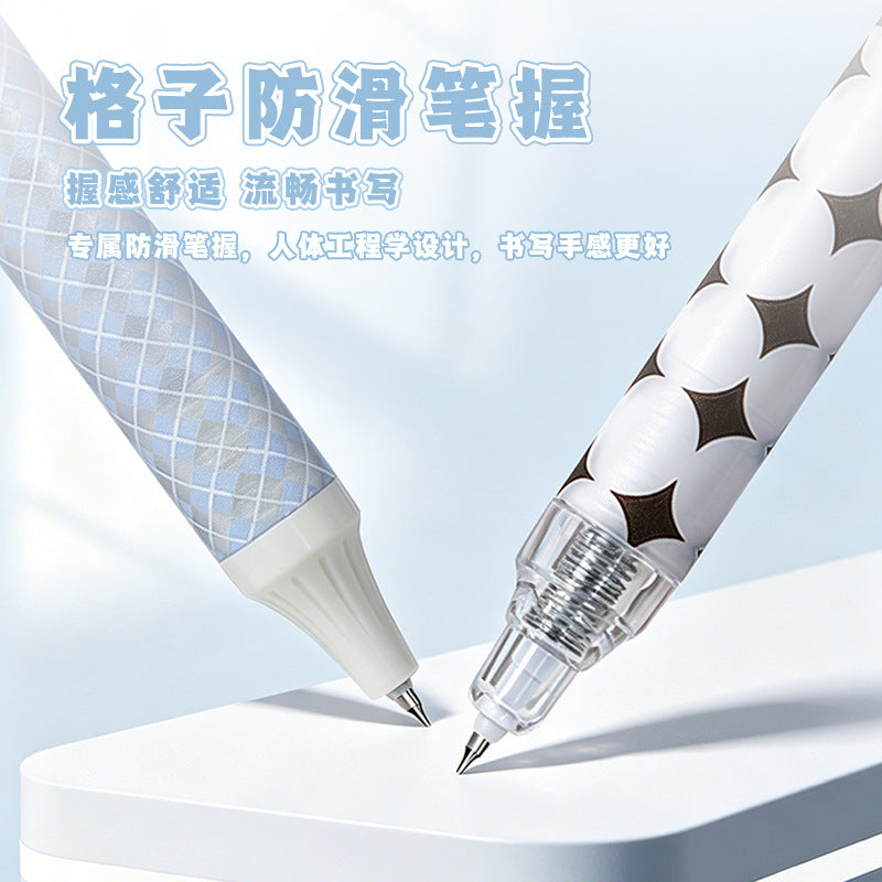 学生中性笔高颜值清新钢夹黑色按动笔速干防滑签字笔文具用品 Student Ballpoint Pen: Fresh Design, Steel Clip, Black, Push-Button, Quick-Drying, Non-Slip Signing Pen, Stationery Supplies