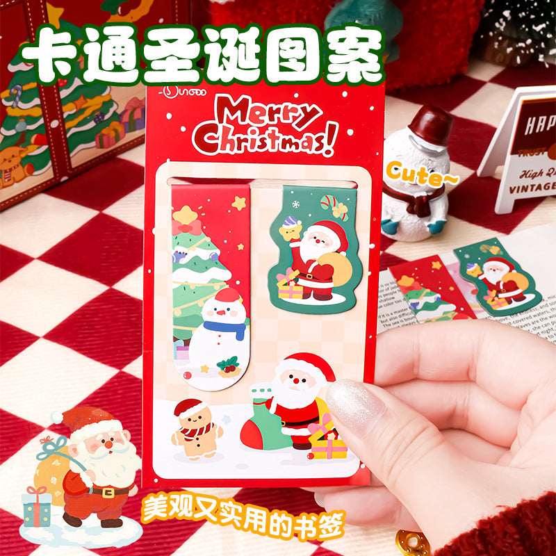 圣诞礼物磁性书签学生圣诞节精美文具小礼品创意书页夹学生文具Christmas Gift Magnetic Bookmarks: Exquisite Christmas Stationery Gifts for Students, Creative Bookmark Clips, Student Stationery