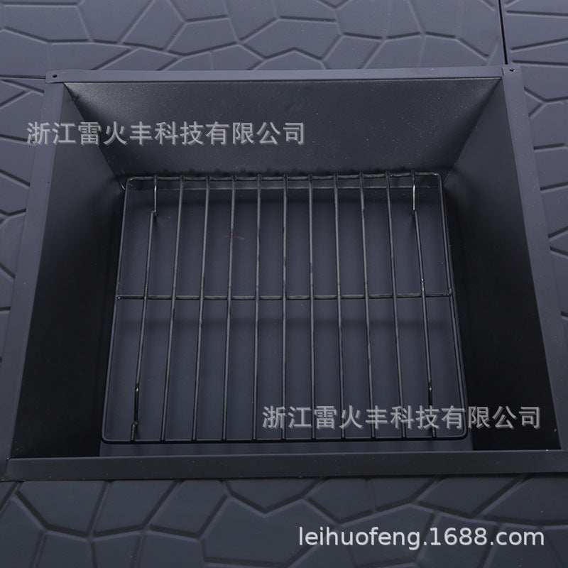 厂家定制方形火盆BBQ烧烤炉户外便携式火炉 烤火盆烧烤架取暖火炉Manufacturer-customised square fire bowl BBQ grill, outdoor portable stove, fire bowl, barbecue grill and space heater