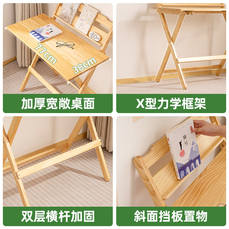 实木多功能家用折叠桌简易儿童书桌可折叠收纳宿舍客厅卧室占地小Solid Wood Multifunctional Folding Table for Home Use – Simple Children’s Desk, Foldable for Storage, Ideal for Dormitories, Living Rooms and Bedrooms, Takes Up Little Space