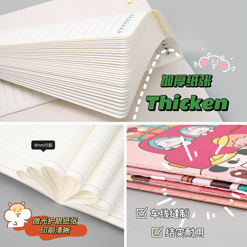 记事本可爱卡通学生用品作文本创意图案A5车线本子笔记本Notebooks: Cute Cartoon Student Supplies, Creative Design A5 Stitched Notebooks