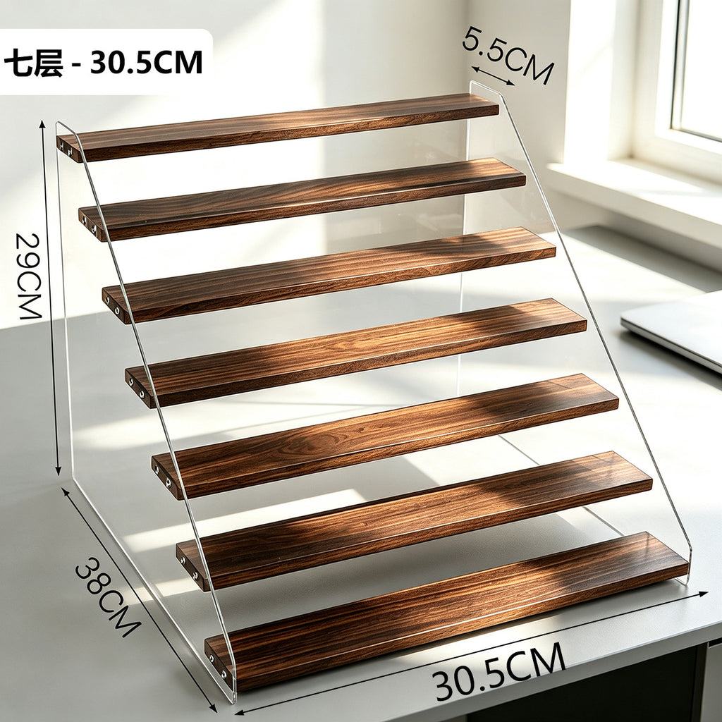 阶梯展示架多层桌面亚克力透明简约置物架手办玩具绿植摆件陈列架Stepped display stand – multi-tiered tabletop acrylic transparent minimalist shelving unit for figurines, toys, houseplants and decorative items