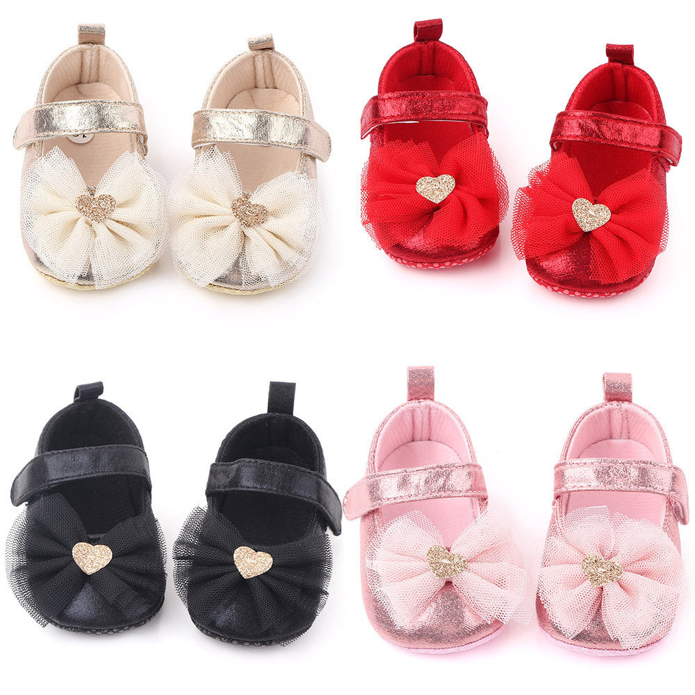 女宝宝鞋公主鞋0-1岁防滑软婴儿学步鞋百日周岁鞋 Baby Girls' Shoes: Princess-Style Shoes, 0–1 Years Old, Non-Slip Soft Baby First Steps Shoes, 100-Day and First Birthday Shoes