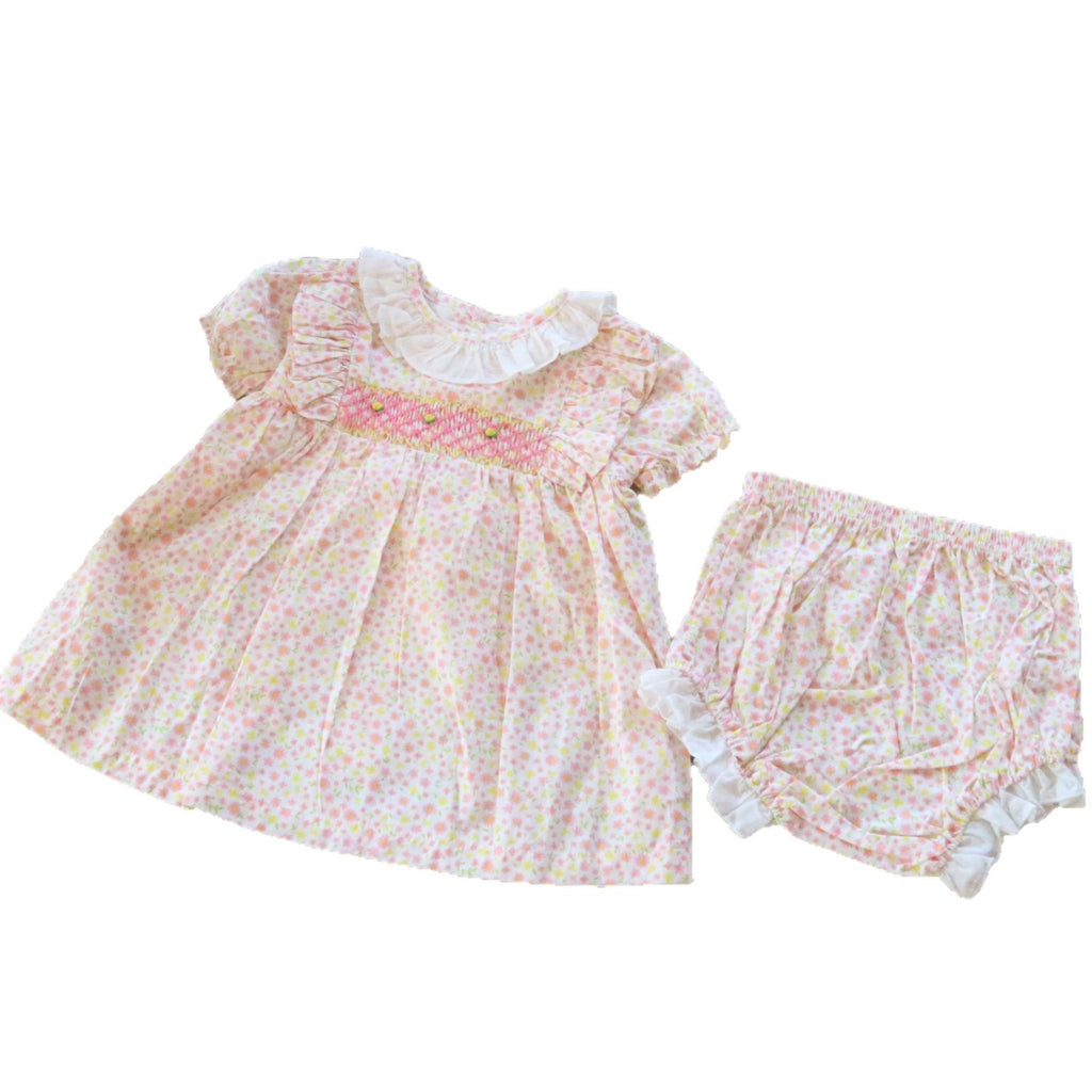 女童花边领短袖连衣裙裤子发带三件套手工打揽刺绣清新甜美Girls' Lace-Collar Short-Sleeve Dress, Pants, and Headband 3-Piece Set with Hand-Embroidered Lace—Fresh and Sweet