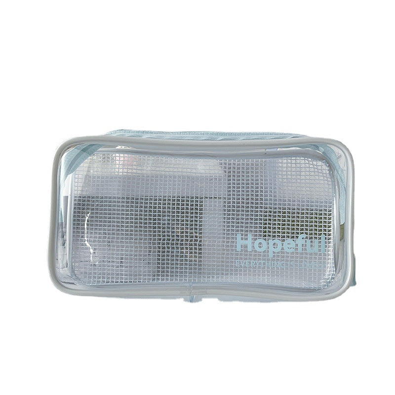 MOKA网格透明笔袋大容量学生男孩女孩考试用ins高颜值小清新笔盒MOKA Mesh Transparent Pencil Case: Large Capacity, Stylish and Fresh-Looking Pencil Case for Boys and Girls for Exams