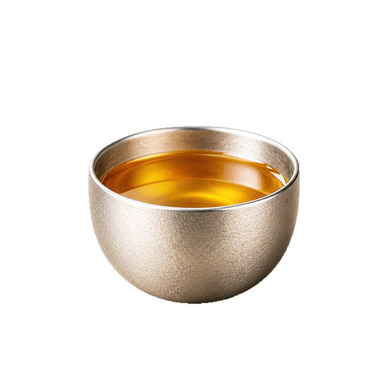 纯钛小茶杯双层隔热钛杯家用待客喝茶品茗杯高档商务功夫茶具Pure Titanium Small Teacup, Double-Layer Insulated Titanium Cup, for Home Use, Entertaining Guests, and Tea Tasting; High-End Business-Style Gongfu Tea Set