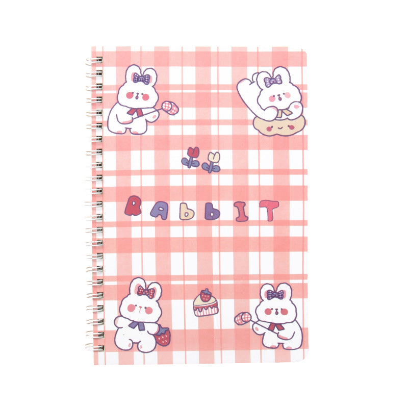 卡通线圈本学生日记本记事本 A5创意侧翻线圈笔记本方格手帐Cartoon Spiral-Bound Student Diary & Notebook: A5 Creative Side-Flip Spiral Notebook with Grid Pages