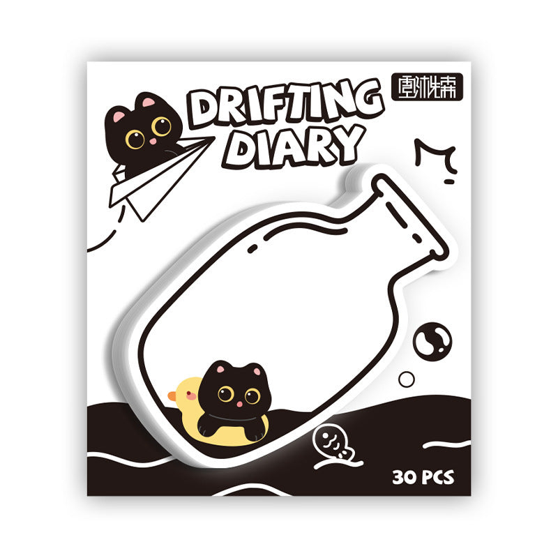 黑猫煤球系列异形便利贴萌趣黑猫创意造型可爱实用手账便签纸可粘 Black Cat Coal Ball Series: Unique-Shaped Sticky Notes—Cute and Creative Black Cat Designs, Adorable and Practical for Bullet Journals, Reusable