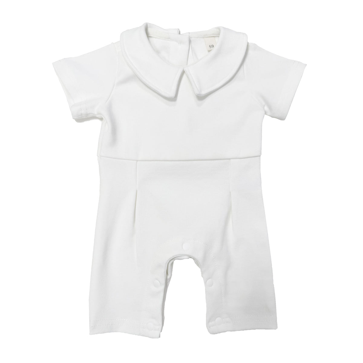 洗礼服套装男女童纯白色短袖爬服儿童生日连身哈衣配帽子 Christening Outfit Set for Boys and Girls: Pure White Short-Sleeve Romper, Children's Birthday One-Piece Romper with Hat