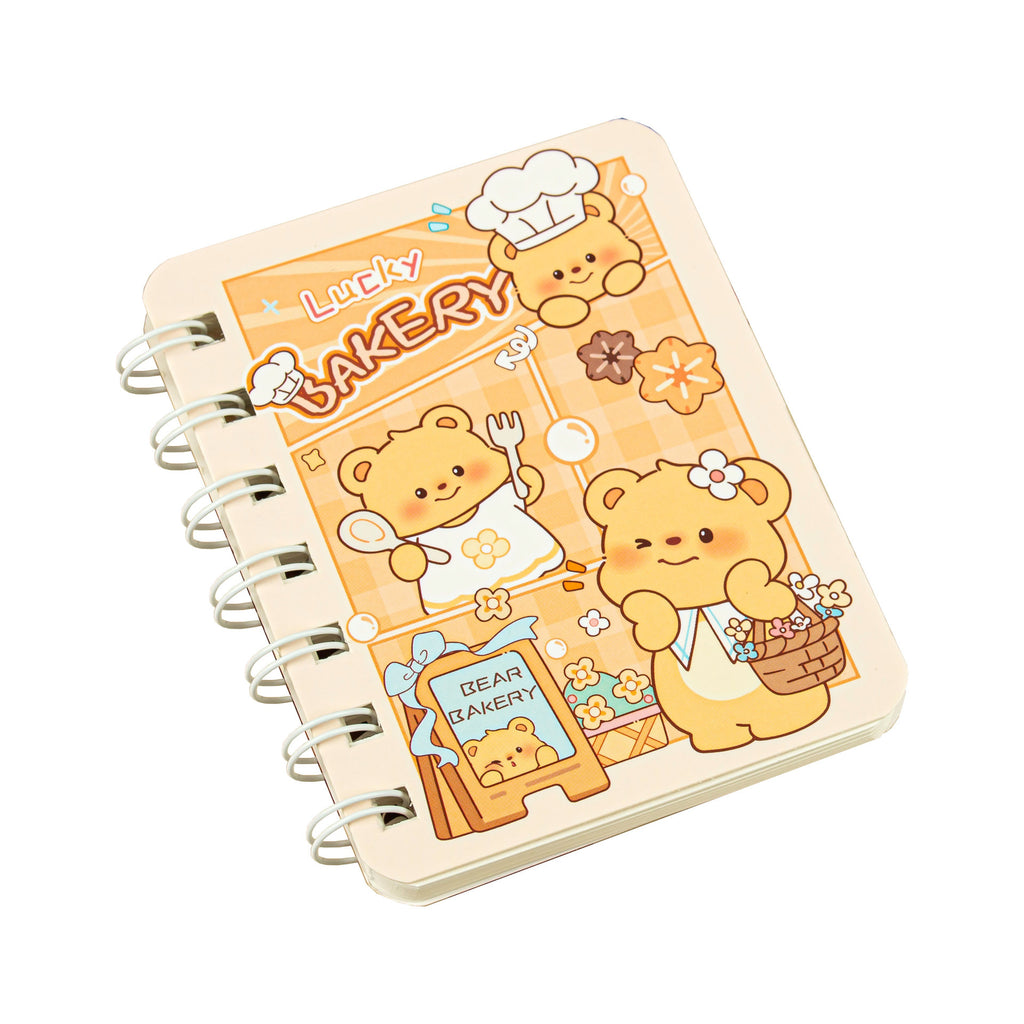 MOKA/魔卡A7布丁小熊横纹线圈本卡通可爱手帐记事本80张横线本MOKA A7 Pudding Bear Striped Spiral-Bound Notebook—Cute Cartoon-Style Planner with 80 Lined Pages