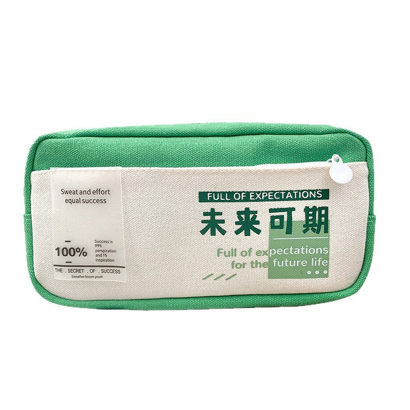 MOKA帆布笔袋励志文字ins日系男女孩高颜值大容量初中学生文具盒MOKA Canvas Pencil Case with Inspirational Quotes—Stylish and Spacious for Boys and Girls—Middle School Student Pencil Case