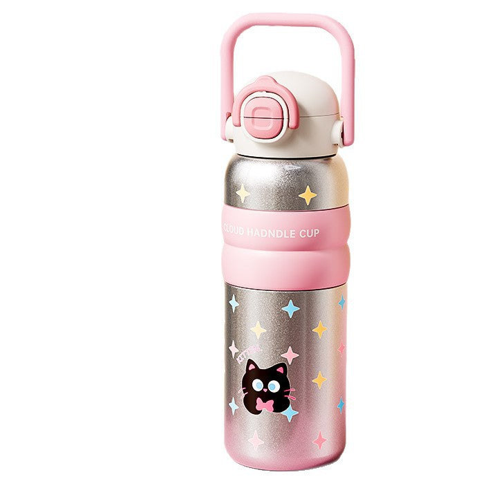 捷安玺高颜值吸管保温杯一盖双饮弹盖杯户外便携可拎女生水杯Straw Insulated Water Bottle with Dual-Function Lid—Outdoor Portable Water Bottle with Handle for Women