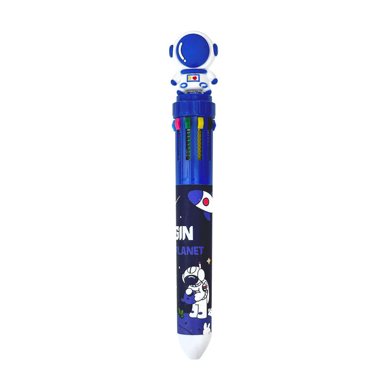 MOKA宇航员十色圆珠笔 学生手账10色笔创意太空人按动彩色多色笔MOKA Astronaut 10-Color Ballpoint Pen: Creative Astronaut-Themed Push-Button Multicolor Pen for Students and Journaling