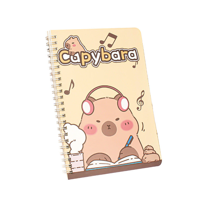 卡皮巴拉线圈本A5记事本加厚笔记本子防水横线本高颜值日记本 Capybara Spiral-Bound A5 Notebook, Thick-Paged, Waterproof, Lined, Stylish Diary