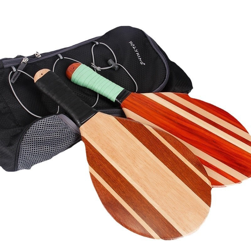 实木 原色 拼接 防水 沙滩球拍橡胶圈套装  外休闲娱乐球拍Solid Wood, Natural Colour, Patchwork, Waterproof, Beach Tennis Racket with Rubber Grips Set  Outdoor Leisure and Entertainment Racket