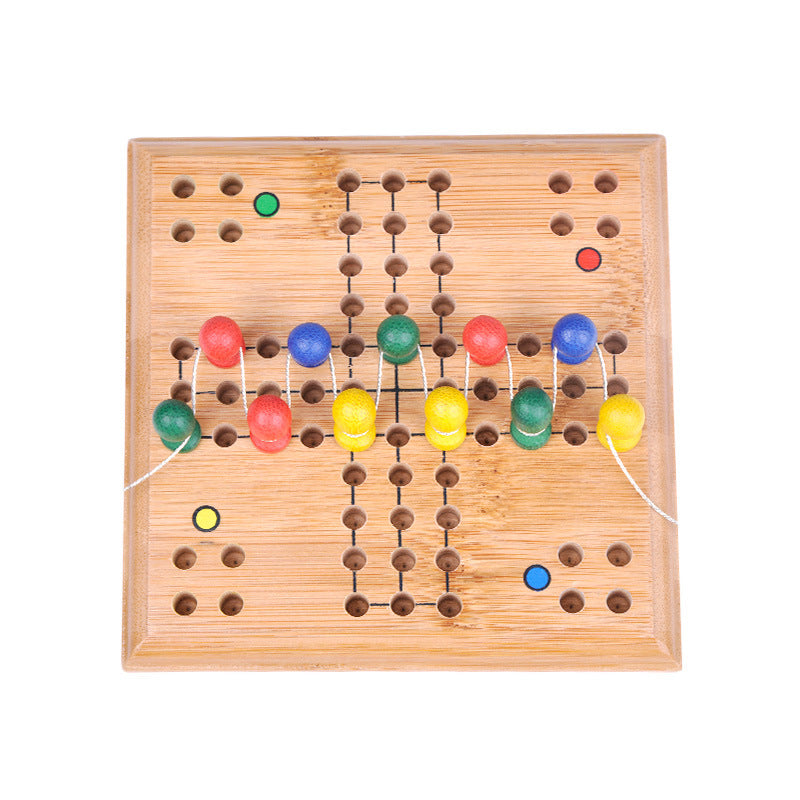 竹子玩具飞行棋传统木质桌面游戏 儿童益智多功能互动玩具便携Bamboo Toy Ludo: Traditional Wooden Board Game – Educational, Multifunctional, Interactive and Portable Children’s Toy