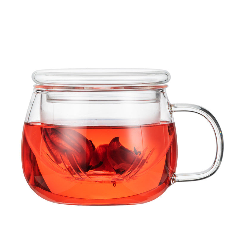 天喜玻璃杯茶杯带把女花茶杯透明家用杯子过滤水杯茶水分离泡茶杯Tianxi Glass Cup, Tea Cup with Handle, Women's Floral Tea Cup, Clear Household Cup, Water Filter Cup, Tea-Water Separation Cup, Tea Brewing Cup