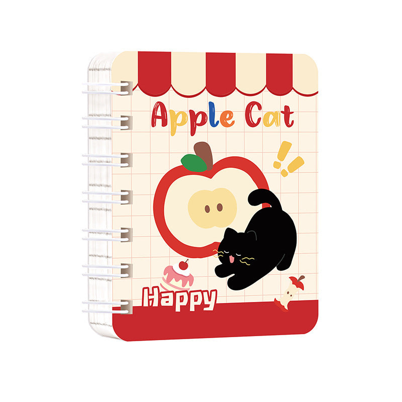a7线圈本苹果猫ins风卡通猫咪笔记本记事手账用本小本子便携实用A7 Spiral-Bound Notebook: Apple Cat, Instagram-Style, Cartoon Cat Design—Perfect for Journaling, Note-Taking, and Planning—Compact and Practical