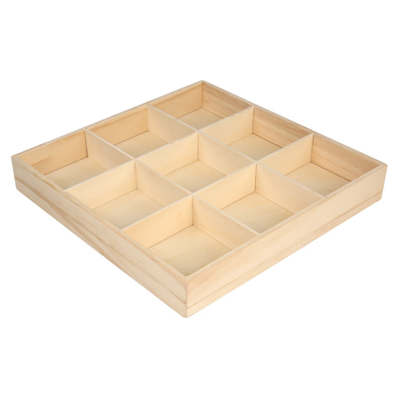 Solid Wood Nine-Square Platter, Divided Serving Tray, for Hot Pot Restaurants, Tableware, Snacks, Melamine Fruit Bowls and Vegetable Plates, for Home