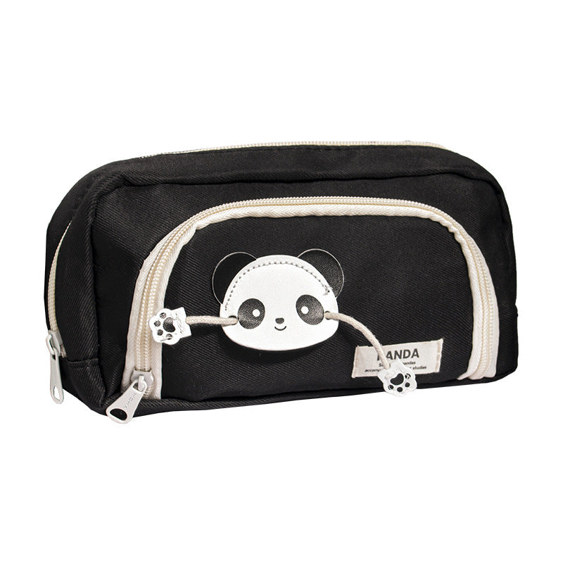 MOKA魔卡熊猫三层圆窗笔袋男女通用学生大容量高颜值文具盒铅笔袋MOKA Panda Three-Layer Round-Window Pencil Case—Unisex, Large Capacity, Stylish Student Pencil Case