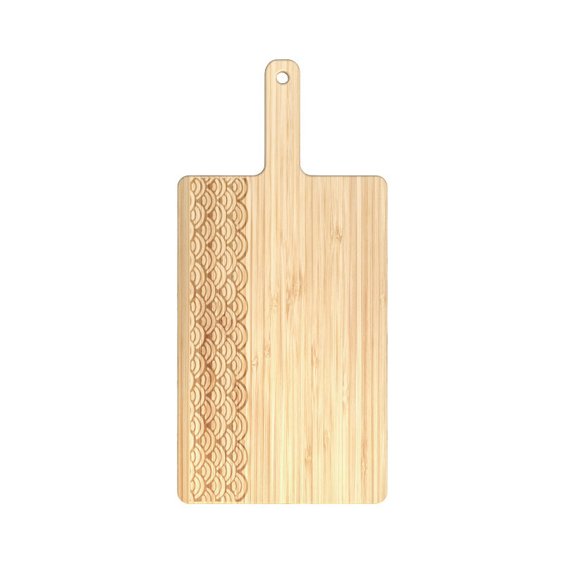 家逸侧浪影日式料理板 KAYI Bamboo Cutting Board With Handle Pizza Tray Steak Board Rectangle Tide Waves Carving