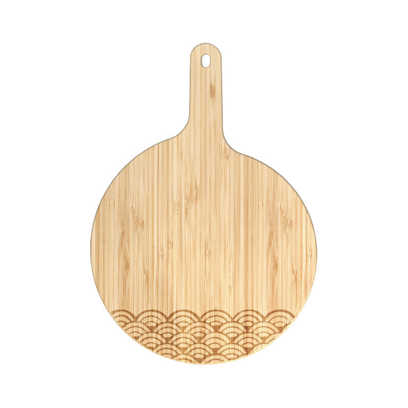家逸浪汐日式料理板 KAYI Bamboo Cutting Board with Handle Pizza Tray Steak Board Tide Waves Carving