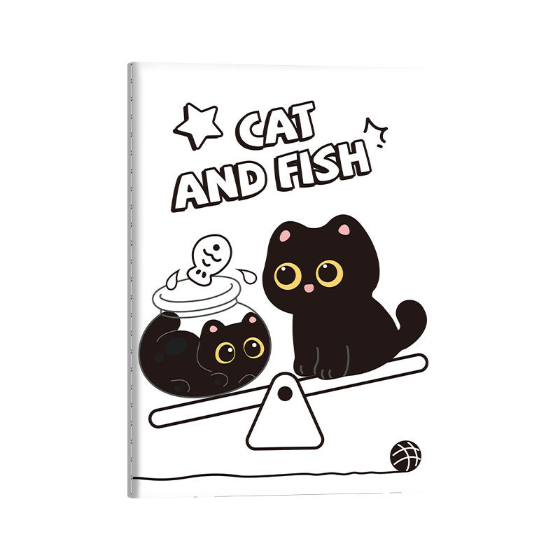 爆款高颜值学生车线本卡通横线可爱a5本子办公黑猫笔记本Best-Selling, Stylish Student Notebook: Cartoon-Themed Ruled A5 Notebook with Cute Design—Black Cat Office Notebook