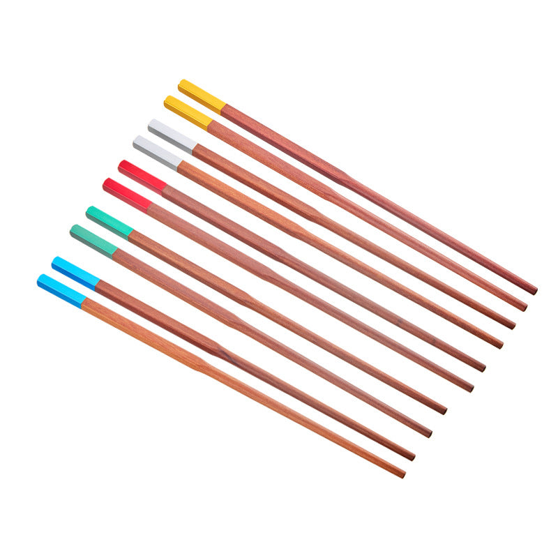 家逸天然实木红檀木筷五色分食木筷 KAYI Natural Solid Wood Chopsticks Red Sandalwood Five Colors Wooden Chopsticks Gift Set(5 Pairs)