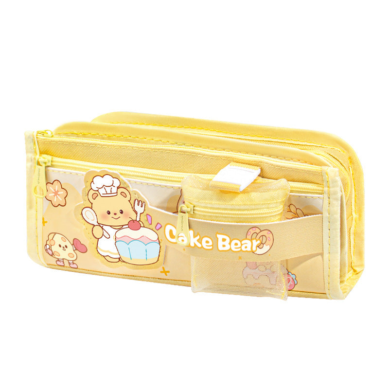 小熊零钱包笔袋大容量分层铅笔盒文具袋可爱学生Little Bear Coin Purse Pencil Case: Large-Capacity, Multi-Compartment Pencil Case and Stationery Pouch—Cute for Students