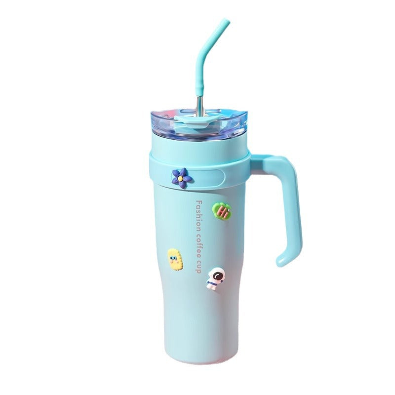 巨无霸保温杯大容量冰霸杯304不锈钢水杯女男生吸管杯子Giant Insulated Cup, Large-Capacity Ice-Keeping Cup, 304 Stainless Steel Water Bottle for Men and Women, Straw Cup