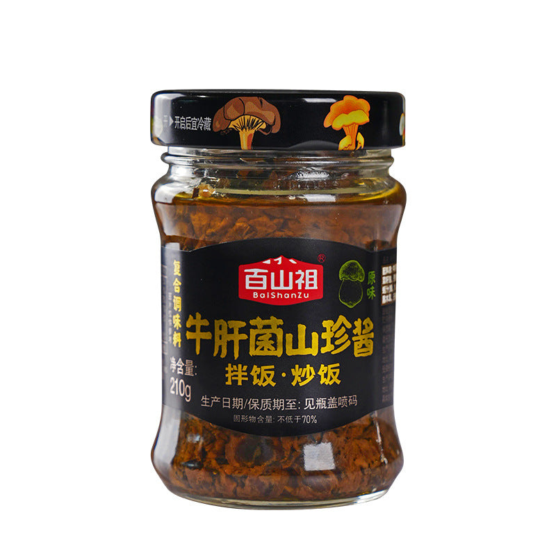 百山祖牛肝菌山珍酱蘑菇酱拌饭拌面酱香菇酱下饭菜调味酱批发Baishanzu Porcini Mushroom Delicacy Sauce, Mushroom Sauce, Rice and Noodle Topping, Shiitake Mushroom Sauce, Side Dishes and Seasoning Sauces – Wholesale