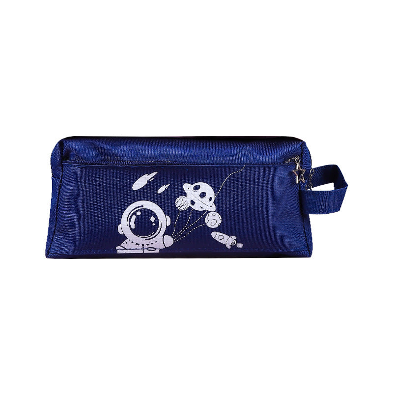 高颜值太空笔袋小学生三层大容量帆布文具袋多功能手提收纳袋Stylish Space-Themed Pencil Case: Three-Tier, Large-Capacity Canvas Stationery Bag for Elementary School Students—Multifunctional Carry-On Storage Bag