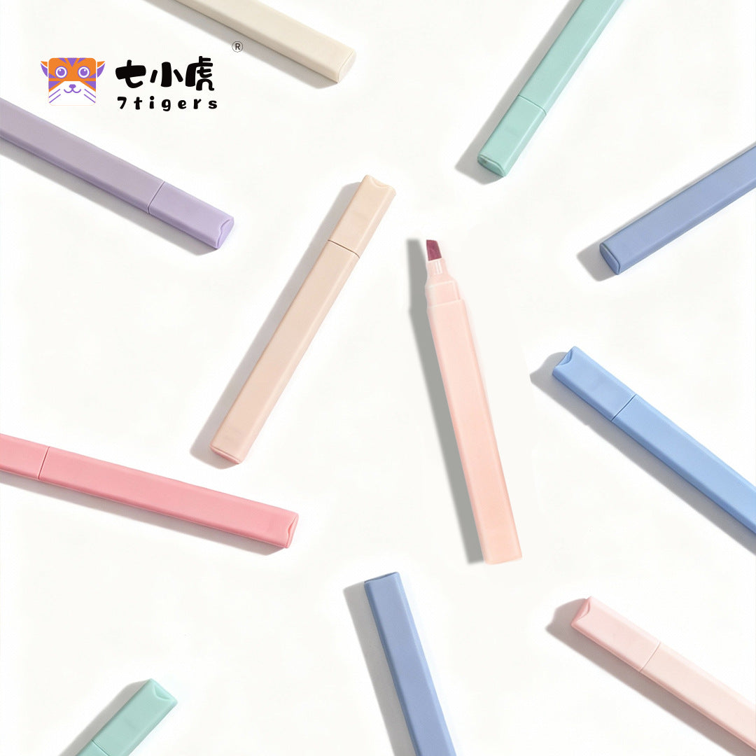 软头荧光笔学生用荧光标记笔柔色粗划重点记号笔淡色大容量彩色笔Soft-tip highlighter pens; student-friendly highlighter pens; soft-coloured, broad-tipped highlighters; pale-coloured, high-capacity coloured pens