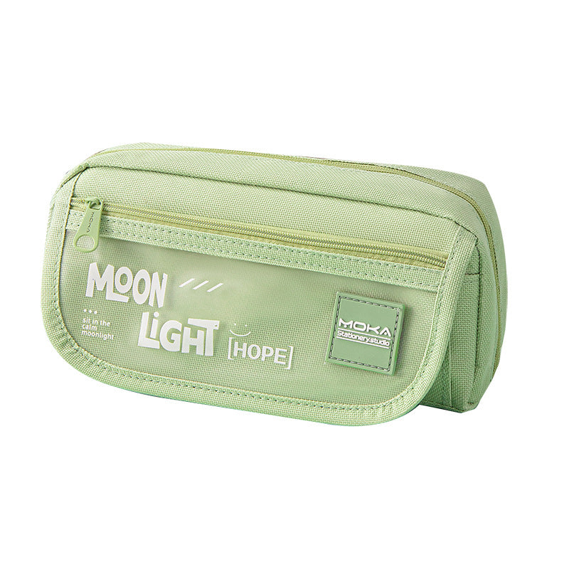 MOKA月光笔袋初中生超大容量铅笔盒小学生高中女生高颜值简约笔盒MOKA Moonlight Pencil Case: Extra-Large Capacity for Middle School Students; Stylish, Minimalist Pencil Case for Elementary, High School, and Girls