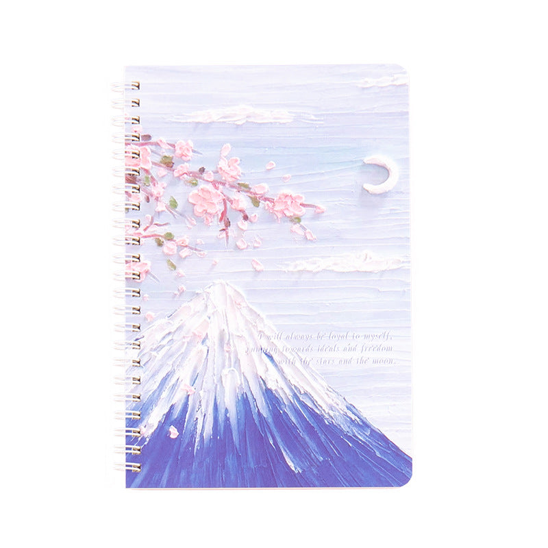 动漫油画创意A5加厚笔记本课堂笔记120页横线学生文具线圈本Anime-themed Creative A5 Thick Notebook for Class Notes, 120 Pages, Lined, Student Stationery, Spiral-bound