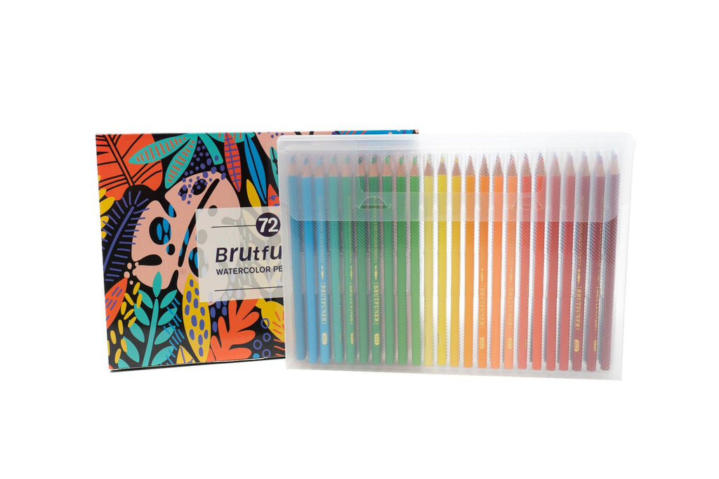 跨境专供Brutfuner72色水溶性彩色铅笔可定制木制免削盒装铅笔72-colour water-soluble coloured pencils, customisable, in a wooden, self-sharpening box