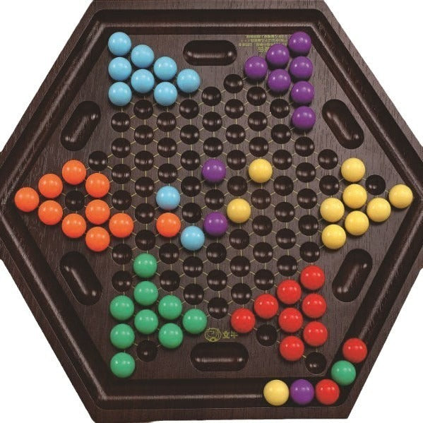 木制 中国宫廷  6色 带盖 中国 跳棋Wooden Chinese Imperial 6-colour Lidded Chinese Checkers