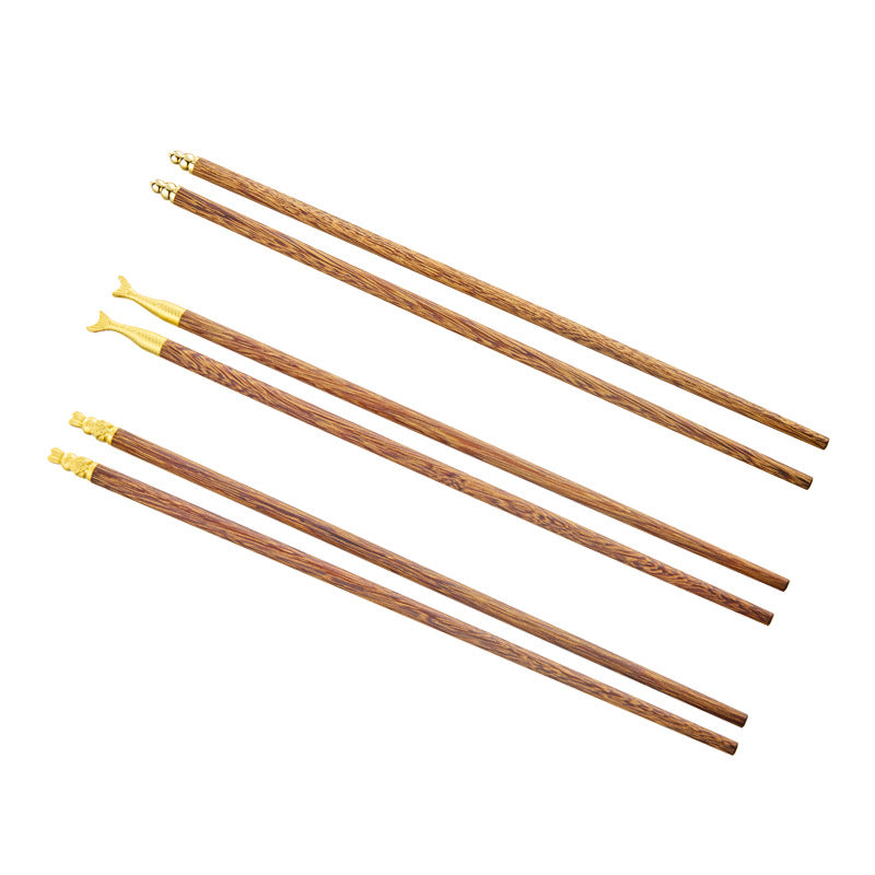 家逸天然实木筷鸡翅木福禄木筷 KAYI Natural Solid Wood Chopsticks "Chicken Wing Wood" Fulu Wooden Chopsticks Gift Set(5 Pairs)