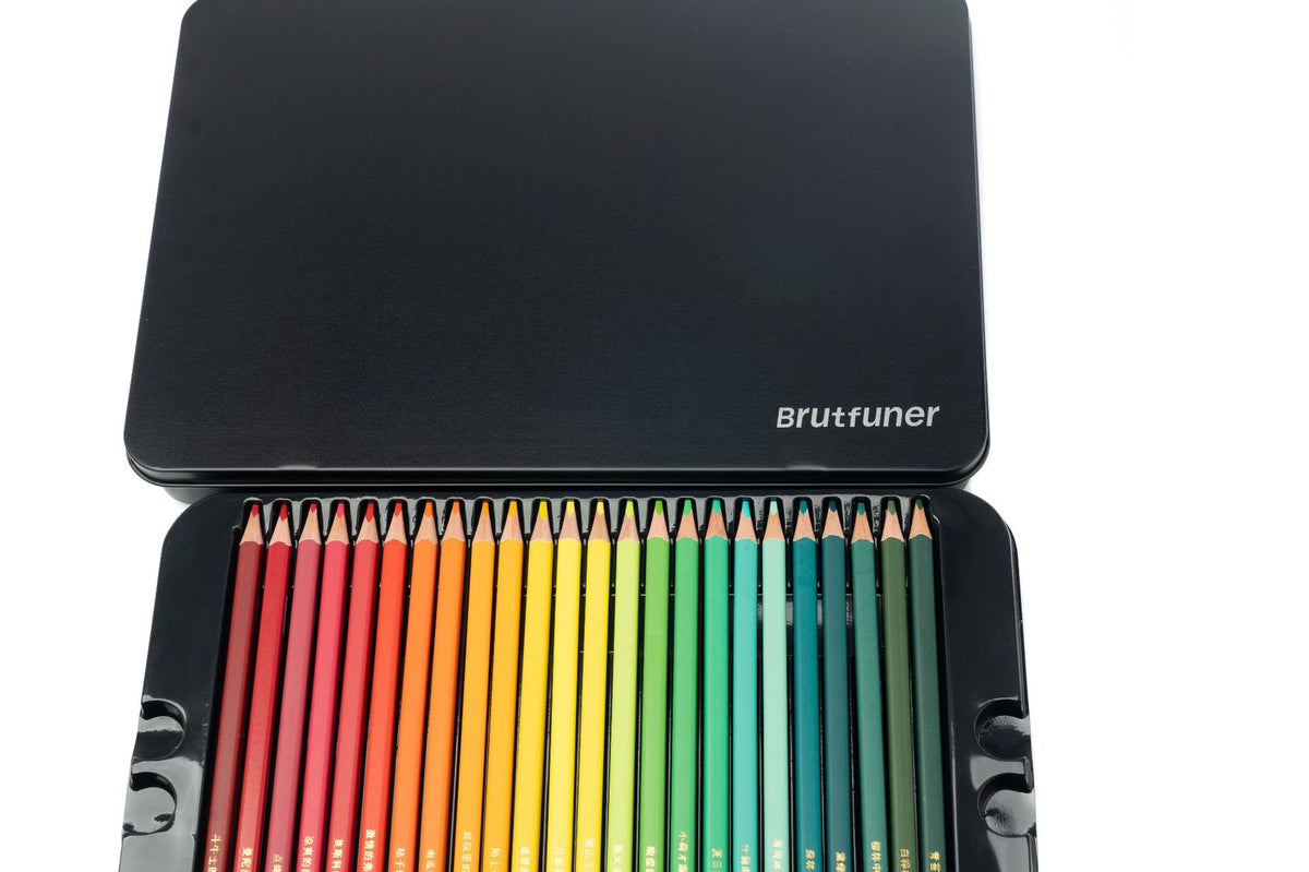 跨境专供Brutfuner72色铁盒装油性彩色铅笔可定制木免削盒装铅笔Brutfuner 72-colour oil-based coloured pencils in a metal tin, exclusively for cross-border sales; customisable wooden, self-sharpening boxed pencils