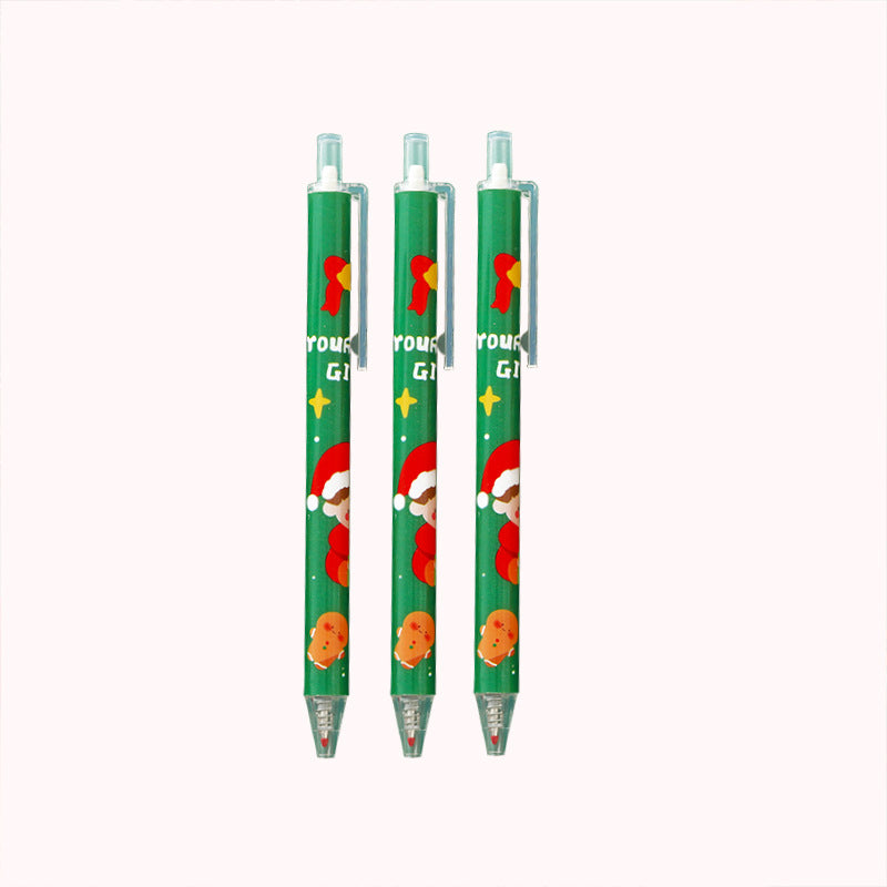圣诞按动中性笔学生黑笔圣诞节刷题笔礼品儿童礼物文具Christmas Push-Button Ballpoint Pen for Students, Black Ink, Christmas Practice Pen, Gift for Kids, Stationery