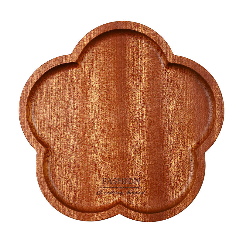 家逸桃花西餐盘（小号） φ190*20MM KAYI Fruit Plates Ebony Serving Tray Tea Tray Food Tray Solid Wood φ190*20MM