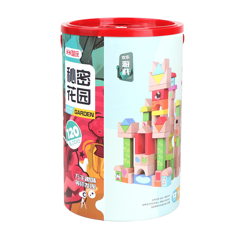 森林主题动物积木制玩具益智12月-3岁男女孩宝宝儿童桶装大积木Forest-themed Animal Building Blocks – Educational Toy for Babies and Toddlers Aged 12 Months to 3 Years (Boys and Girls) – Large Building Blocks in a Bucket