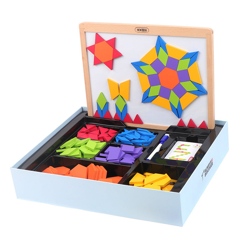 米米智玩磁力几何拼装图七巧小学生专用套装益智玩具小红书Mimi Smart Play Magnetic Geometric Puzzle Set: Tangram Set for Primary School Pupils – Educational Toy – Xiaohongshu