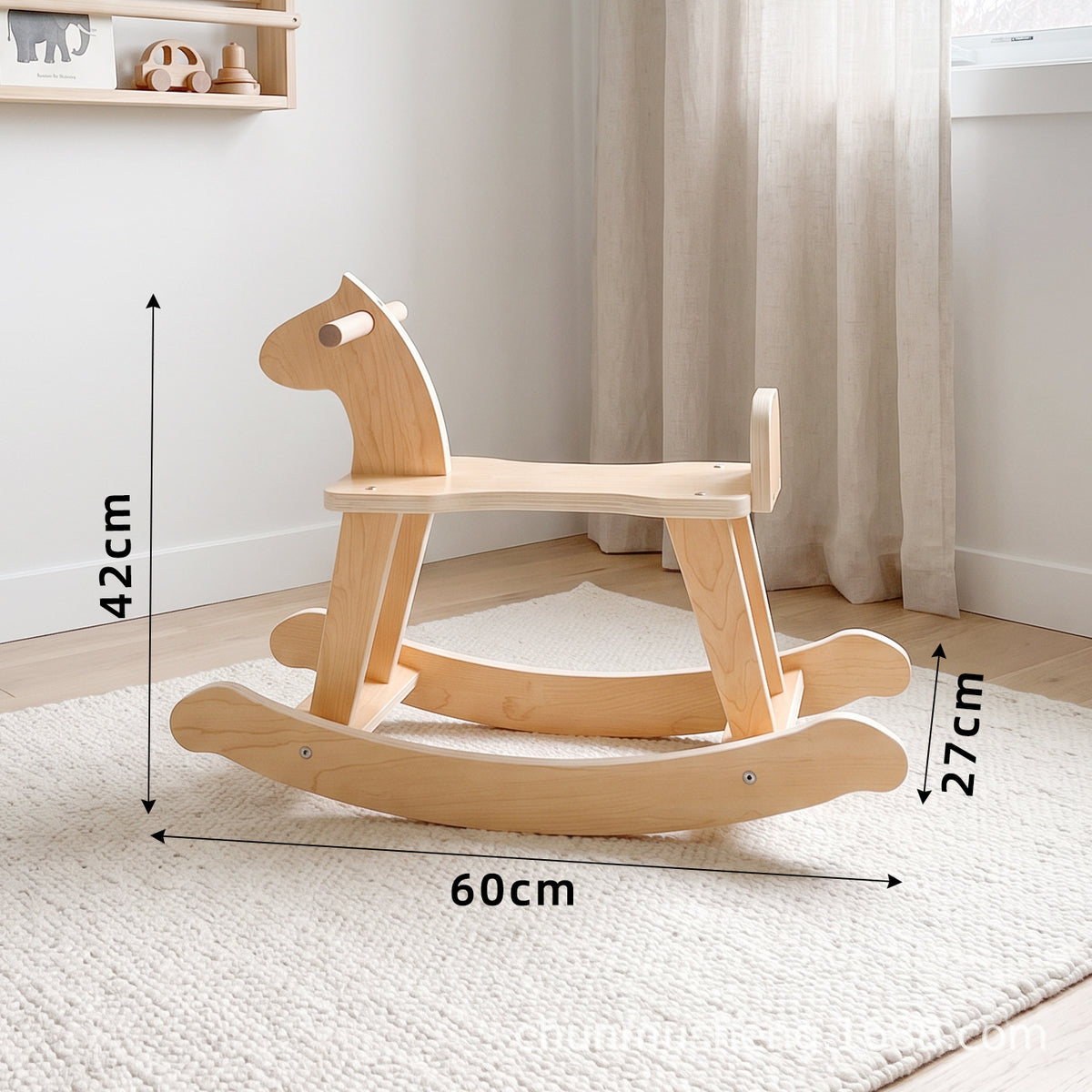 实木摇摇马木马儿童男童女童前后摇防倾倒摇摇马环保杨木Solid Wood Rocking Horse for Children (Boys and Girls) – Forwards and Backwards Rocking, Anti-tip Design, Eco-friendly Poplar Wood