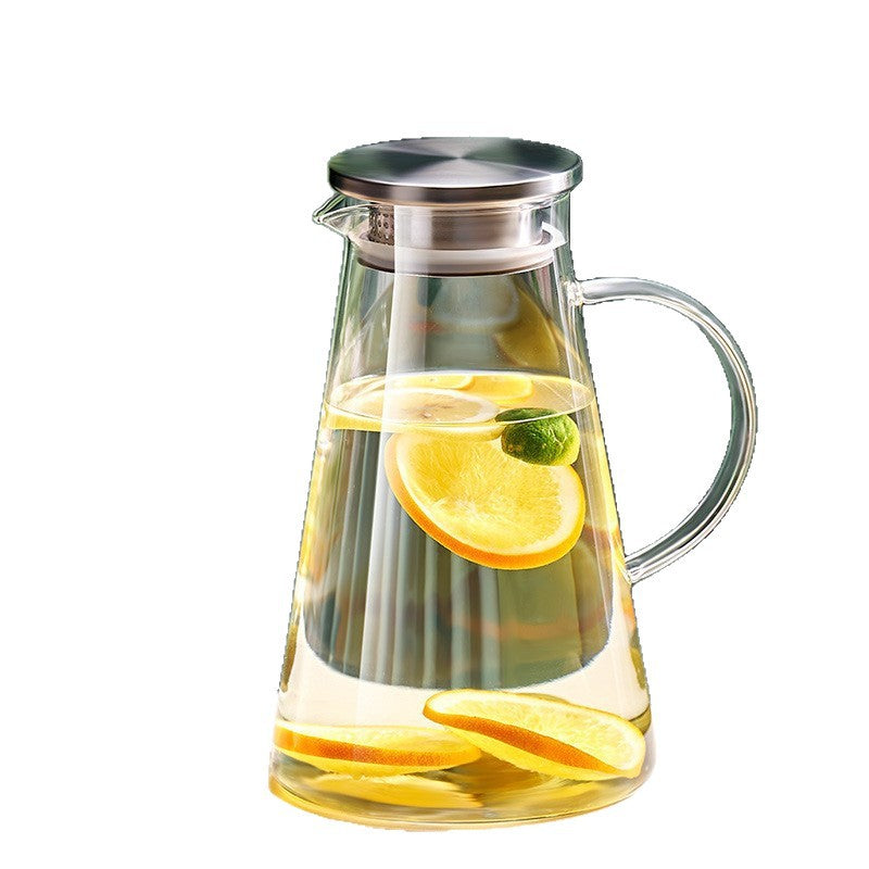 大容量冷水壶家用客厅耐高温泡茶储水壶高硼硅玻璃凉水壶Large-Capacity Water Jug for Home Use—Living Room, Heat-Resistant Tea-Brewing and Water Storage Jug, High-Borosilicate Glass Water Jug