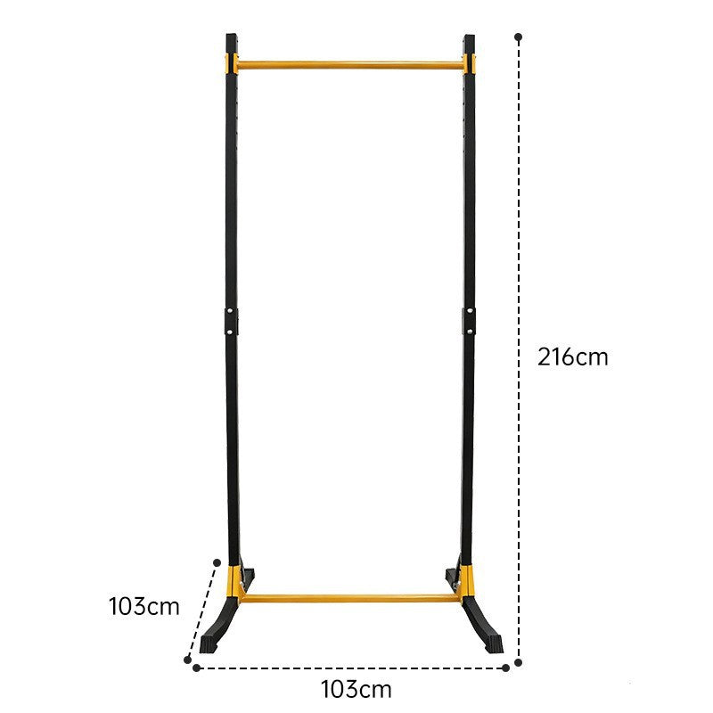 热销黄色单杠家用室内成人引体向上器单双杠落地庭健身器材Best-selling yellow single-bar home indoor pull-up machine for adults – floor-standing single and double-bar home gym equipment