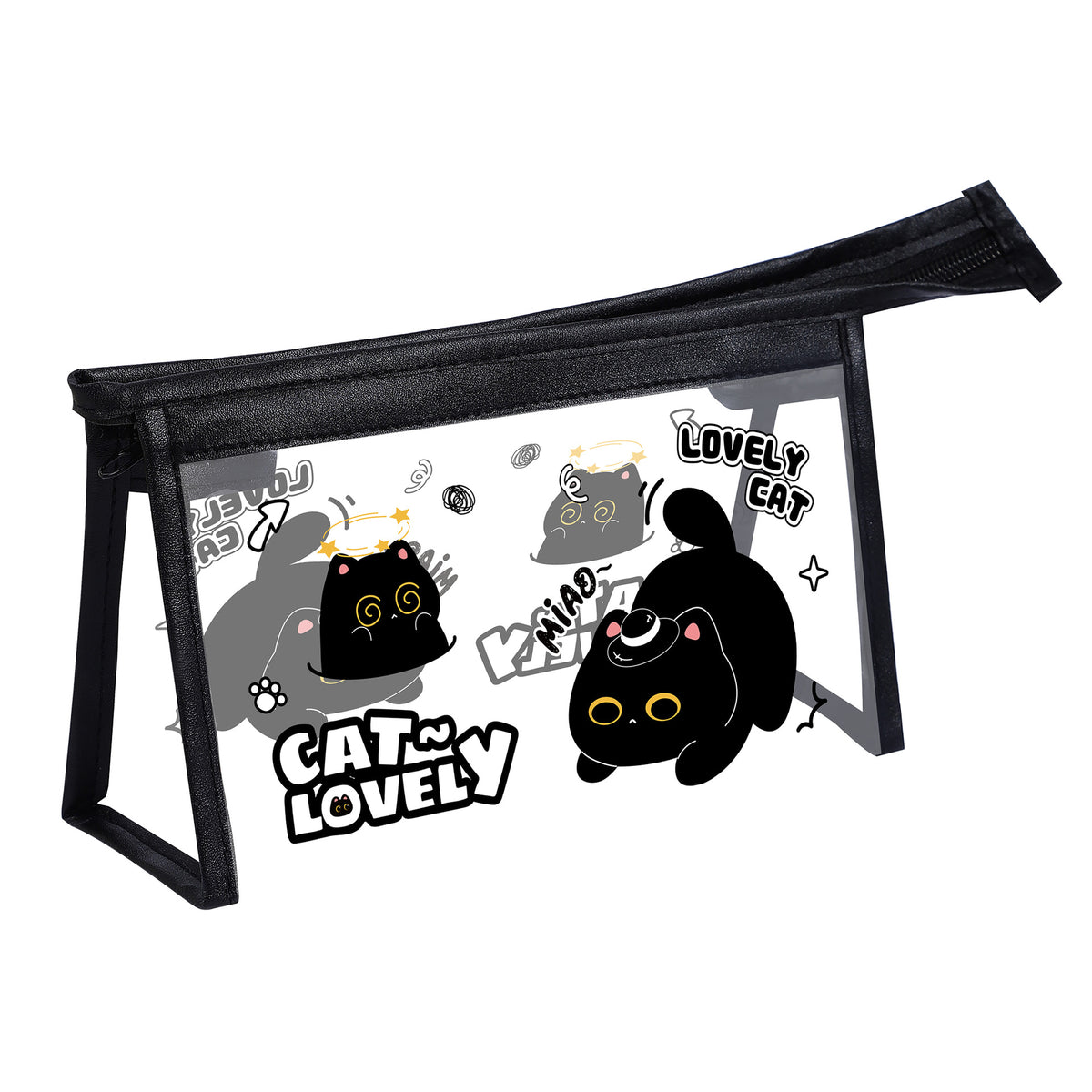 可爱三角透明笔袋大容量防水文具袋学生创意多功能收纳笔袋Cute Triangular Clear Pencil Case—Large-Capacity, Waterproof Stationery Pouch—Creative, Multifunctional Student Pencil Case