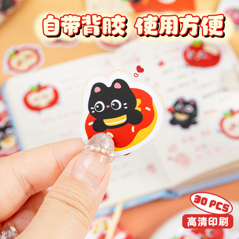苹果猫贴纸包手帐素材可爱卡通贴纸ins风幼儿园奖励贴纸文具 Planner Decorations, Cute Cartoon Stickers, Preschool Reward Stickers, Stationery