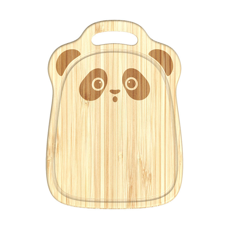 家逸探趣熊猫辅食板 KAYI Bamboo Cutting Board Food Serving Board Panda Face Carving Board